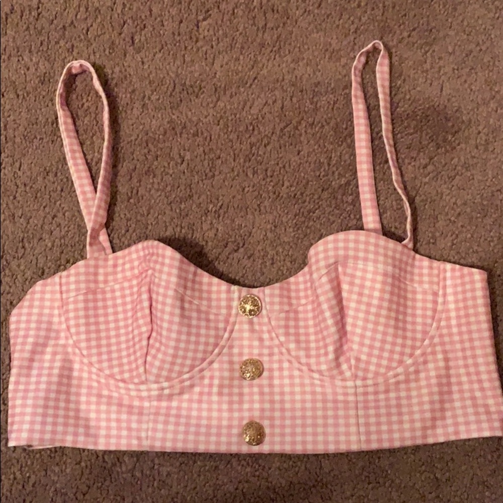 AMBER X MESHKI Kelly Gingham Set Bustier Top